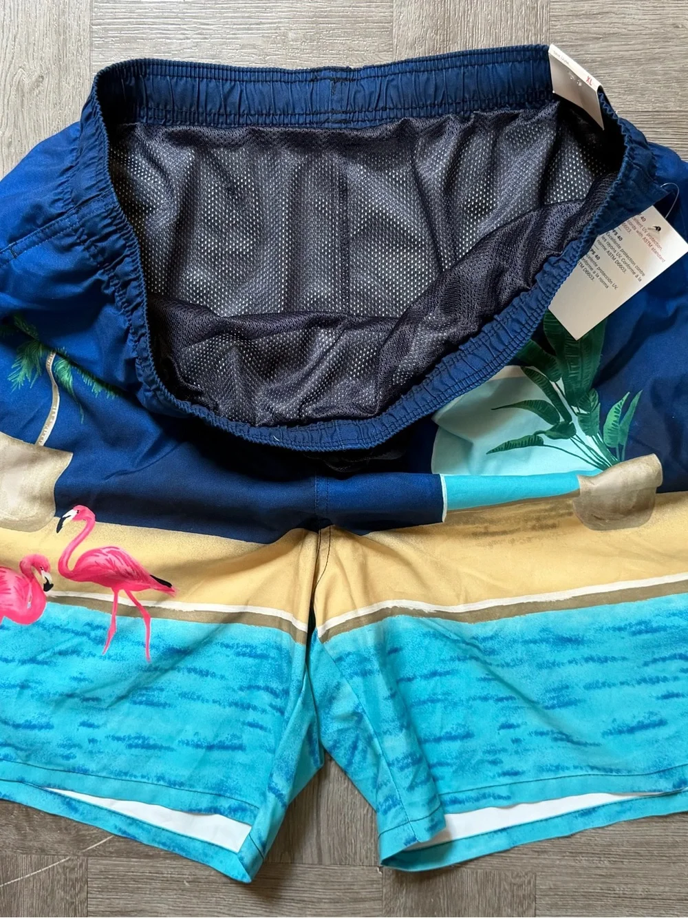 NEW Men’s XL Old Navy Swim Trunks Shorts Pink Flamingo UPF 40 Swimsuit X-Large
